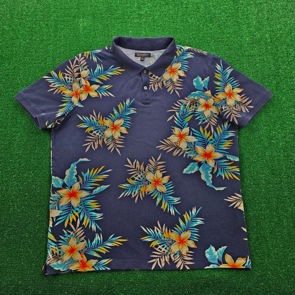 Banana Republic Men’s Navy Blue Floral Polo